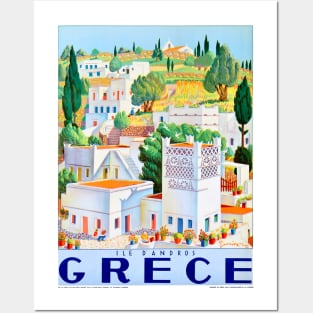 Vintage Travel Poster Greece Ile dAndros Posters and Art